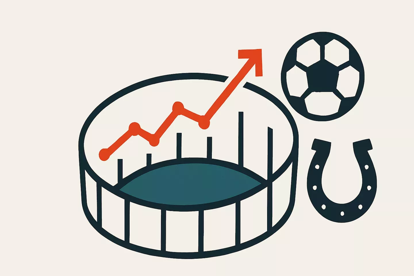 Stadium arc with a rising odds line